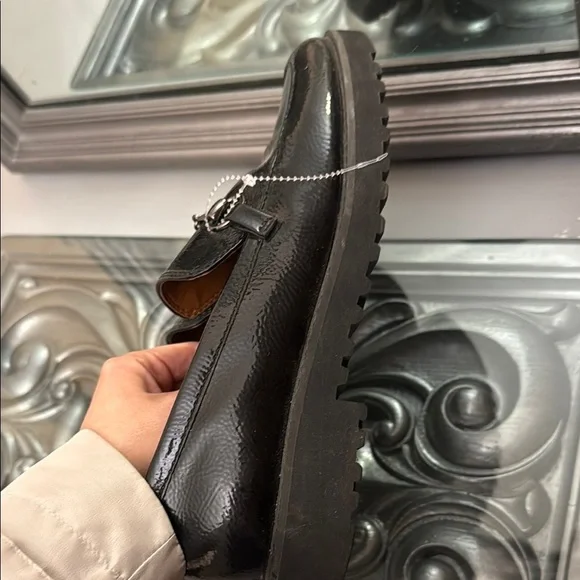 Franco Sarto Cason Womens 9.5 M Black Patent Loafers Sleek Slip-On Work Shoes - Picture 9 of 10